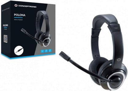 Conceptronic Headset Klinke Kabel,Mikro,Fernb. Stereo sw POLONA02B