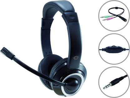 Conceptronic POLONA02BA Headset Jack Cable Microphone Volume Control Stereo Y-K Black