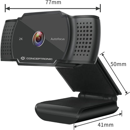Conceptronic Webcam AMDIS02B 2k Super HD Webcam + Microphone