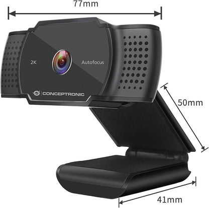 Conceptronic Webcam AMDIS02B 2k Super HD Webcam + Microphone