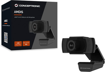 Conceptronic AMDIS01B Webcam AMDIS 1080P Full HD Webcam + Microphone Black