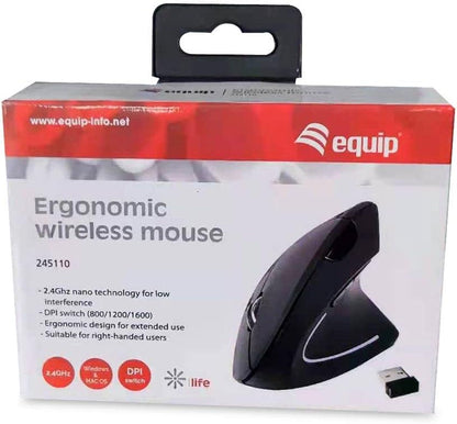 Equip 245110 Ergonomic Wireless Mouse Left and Right Handed Black