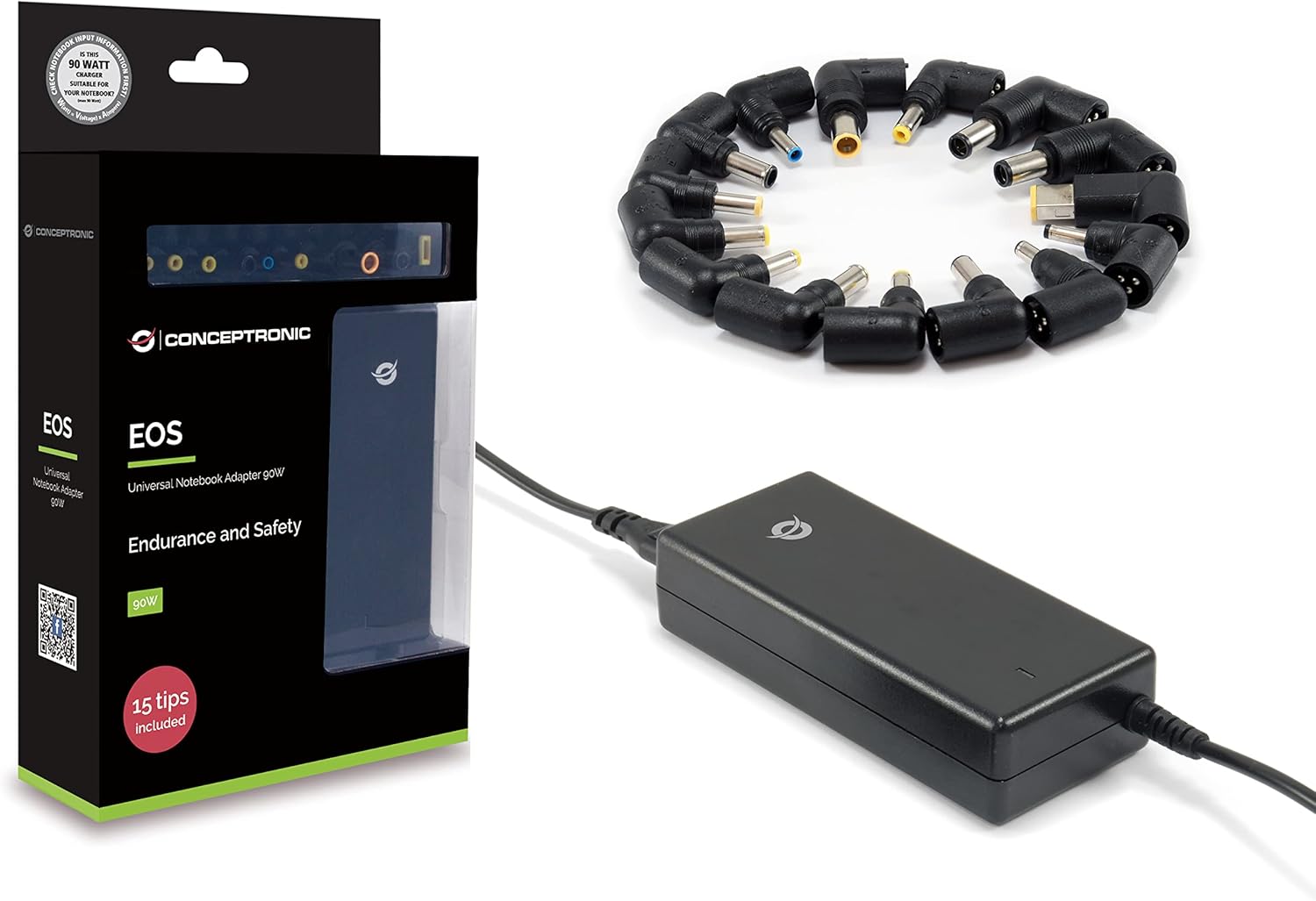 ALIMENTADOR CONCEPTRONIC PORTATIL 90W 15TIPS