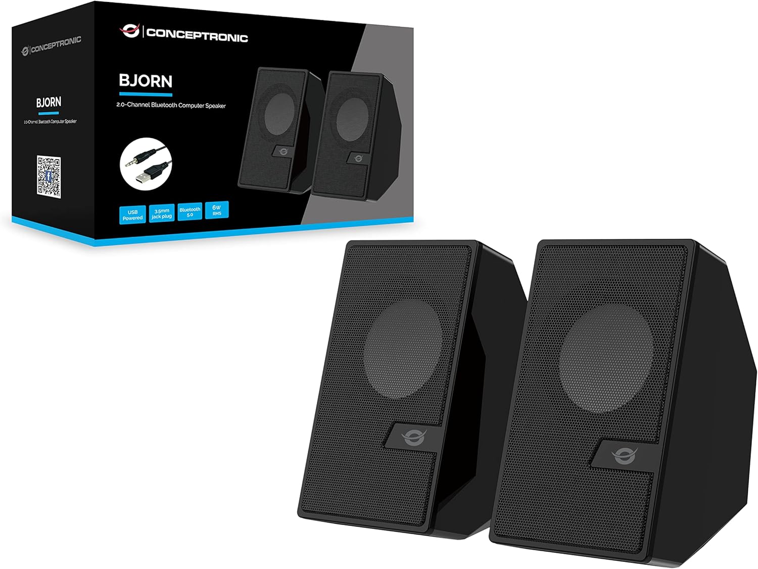 Conceptronic BJORN02B 2.0 Channel Computer Speaker 6 Watt with Bluetooth including Remote Control