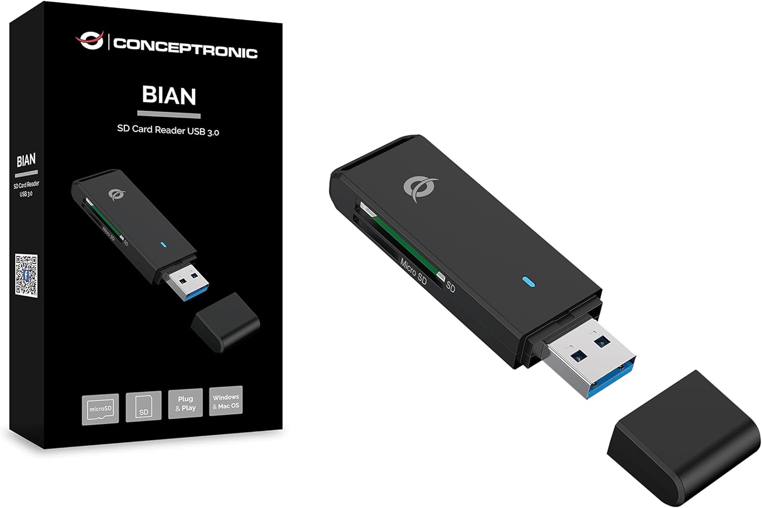Conceptronic BIAN02B SD Card Reader USB 3.0 Black