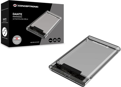 Conceptronic DANTE03T 2.5 Inch Hard Drive Box USB 3.0 HDD Enclosure SATA HDDs/SSDs