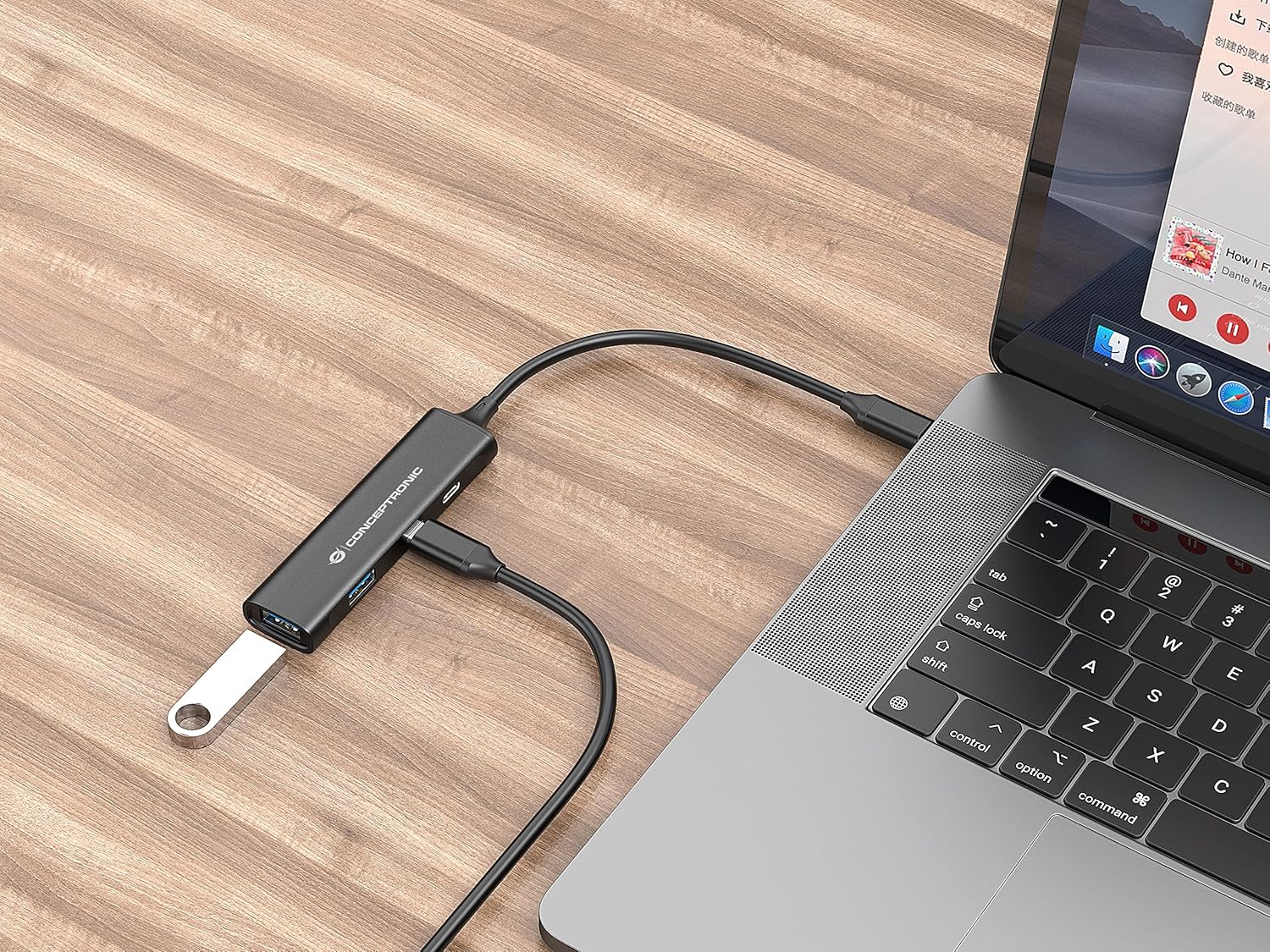 Conceptronic HUBBIES12B 4-Port USB 3.2 Gen 1 Hub USB-C x 2 USB-A x 2 Aluminum Housing