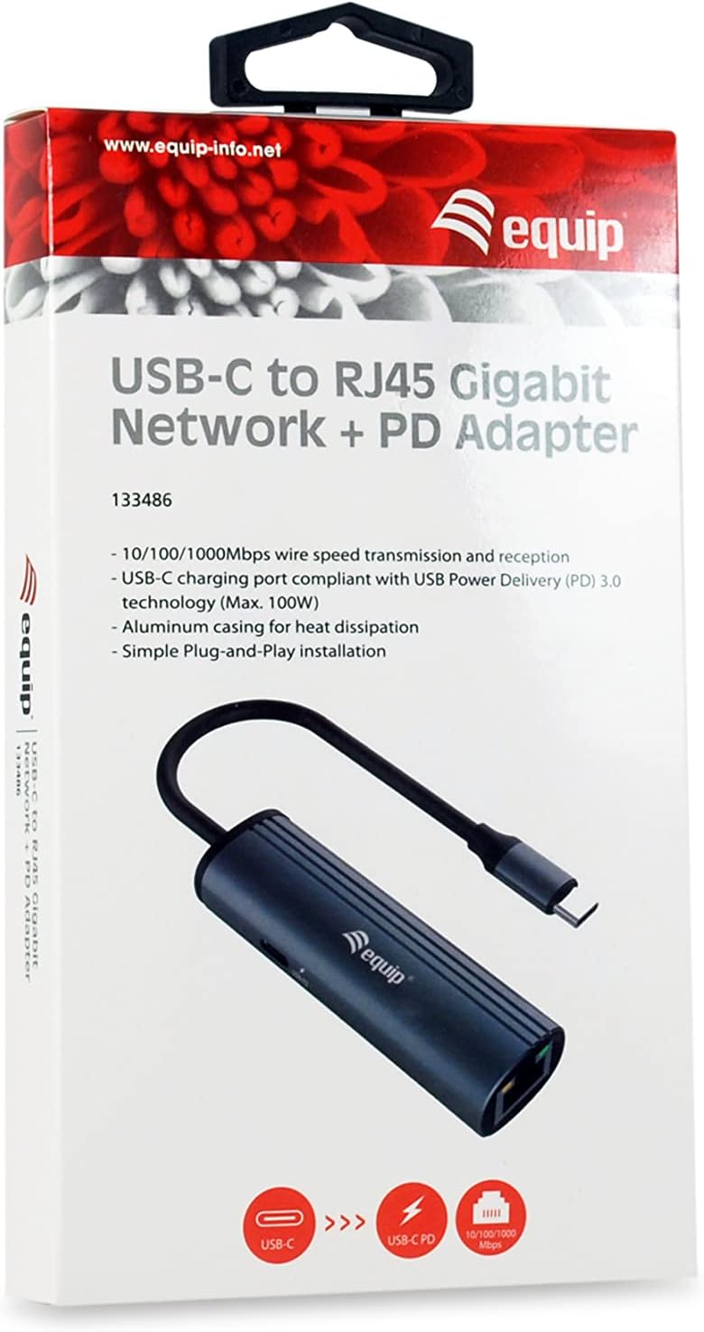 Equip 133486 USB-C to RJ45 Gigabit Network + PD Adapter