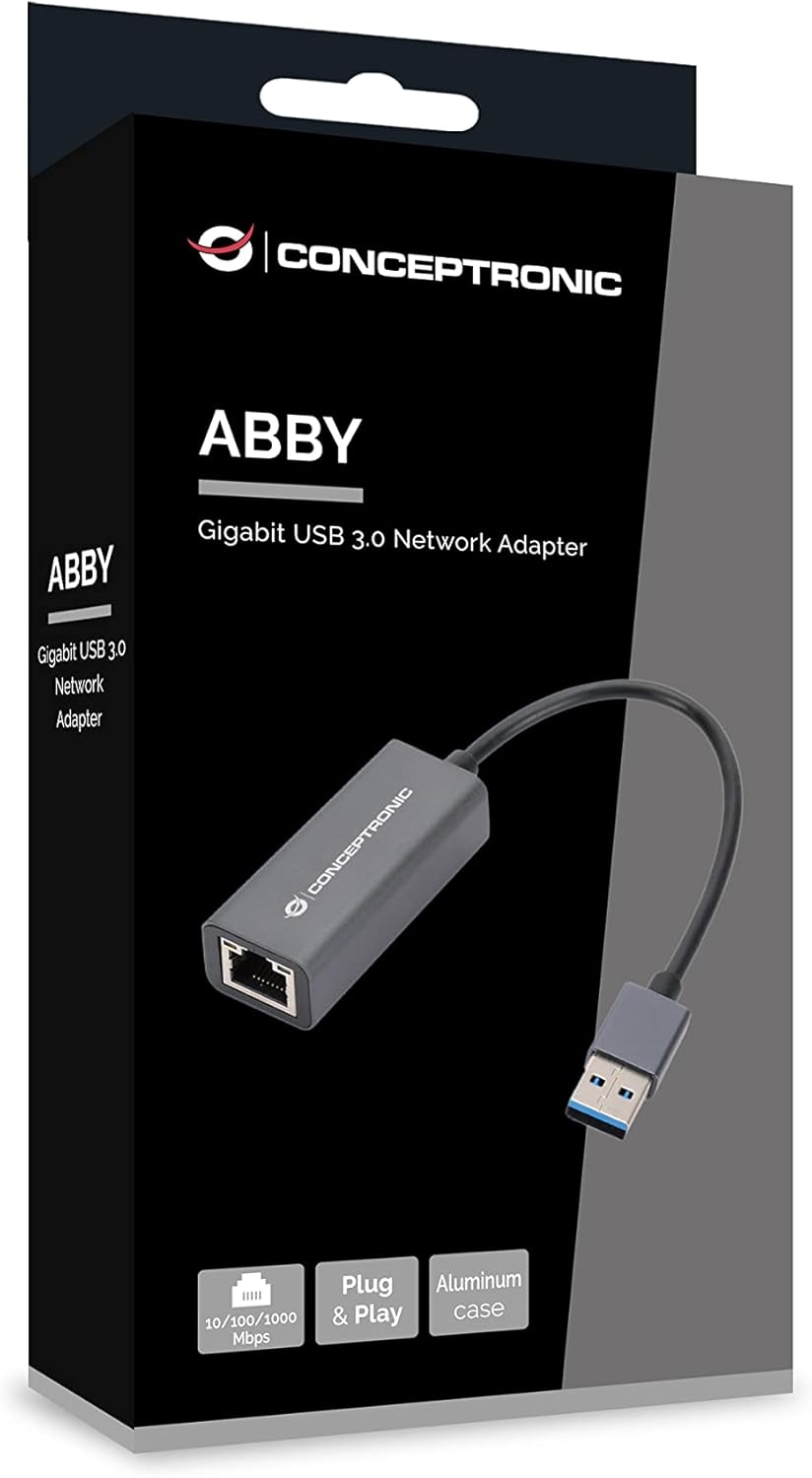 Conceptronic ABBY08G Gigabit USB 3.0 Network Adapter Wake On LAN Compatible with Nintendo Switch
