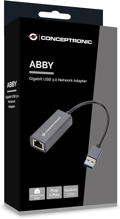 Conceptronic ABBY08G Gigabit USB 3.0 Network Adapter Wake On LAN Compatible with Nintendo Switch