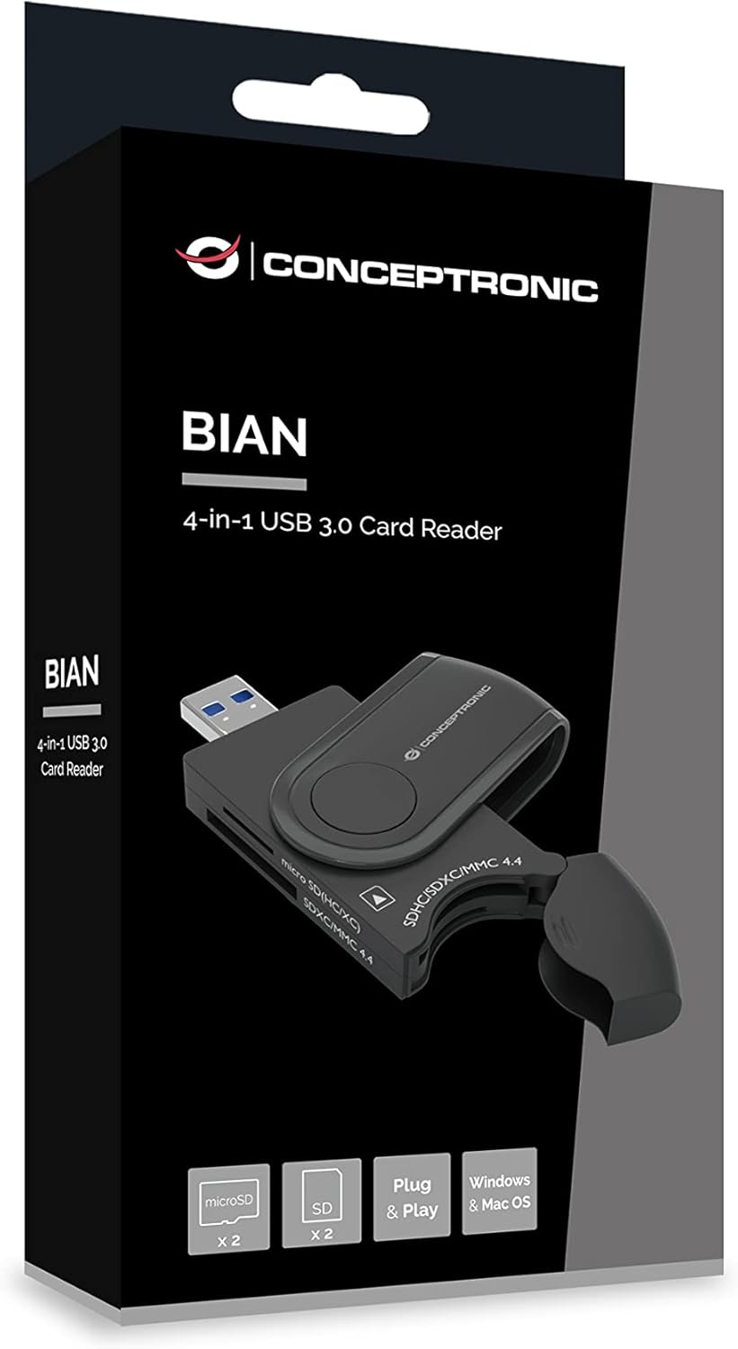 CONCEPTRONIC BIAN04B 4 in 1 USB 3.0 Card Reader SD/SDHC/SDXC x 2 Micro SD/T-Flash x 2