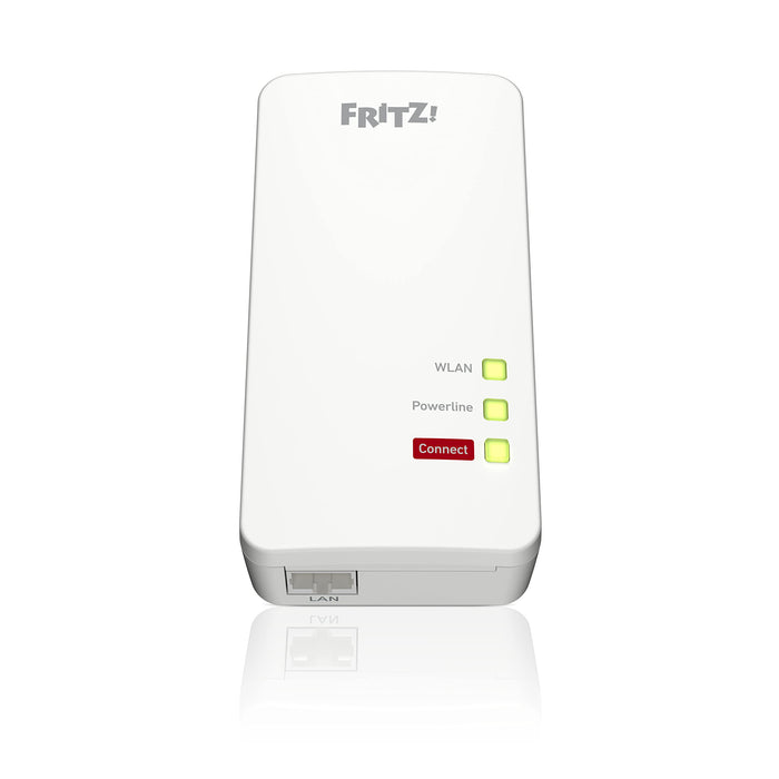 AVM FRITZ!Powerline 1260 WLAN Adattatore singolo / estensore di rete 1.200 MBit/s PLC, conforme a IEEE P1901, 1200 Mbps, base WiFi AC integrata, Mesh, 1 porta Gigabit, versione internazionale