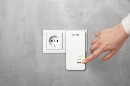 AVM FRITZ!Powerline 1260 WLAN Adattatore singolo / estensore di rete 1.200 MBit/s PLC, conforme a IEEE P1901, 1200 Mbps, base WiFi AC integrata, Mesh, 1 porta Gigabit, versione internazionale
