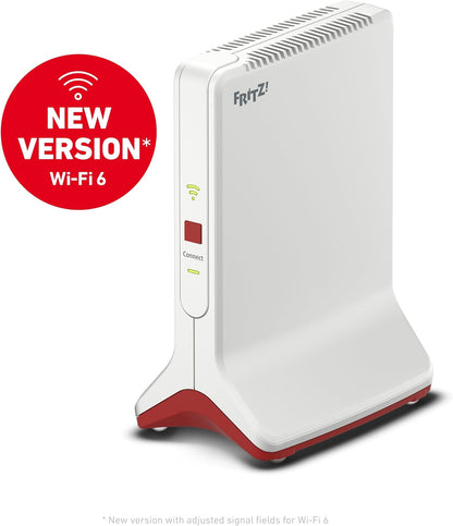 AVM FRITZ!Repeater 6000 Edition International, Ripetitore - Wi-Fi 6 extender Triband con 2x 2.400 Mbit/s (5 GHz) & 1.200 Mbit/s (2,4 GHz), Mesh, Access Point, 2x Gigabit LAN, Interfaccia in italiano