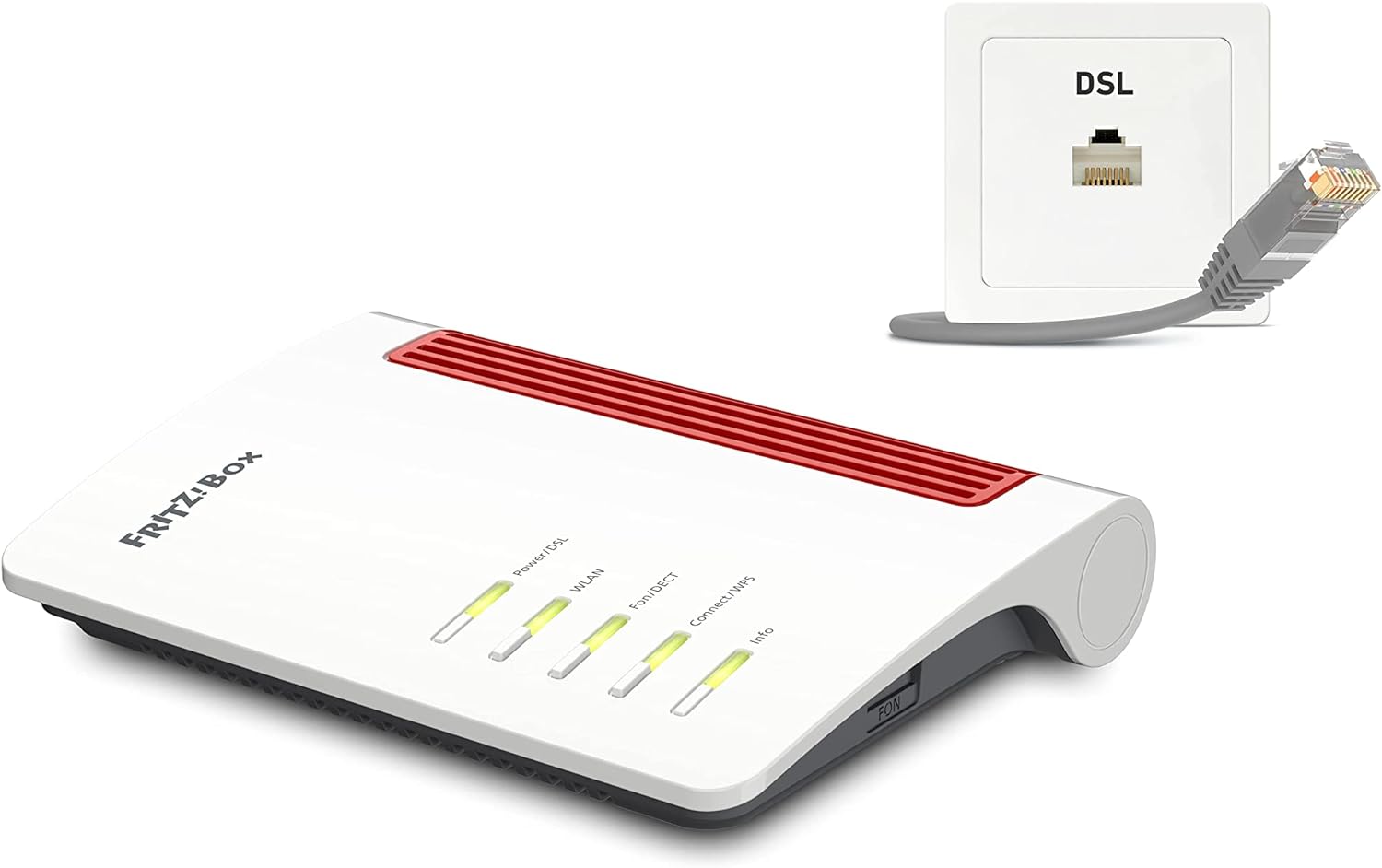 AVM FRITZ!Box 7510 Edition International, Modem Router Wi-Fi 6 Con 600 MBit/s (2,4 GHz), ADSL/VDLS Fino A 300 MBit/s, Mesh, Base DECT, Media Server, Interfaccia In Italiano