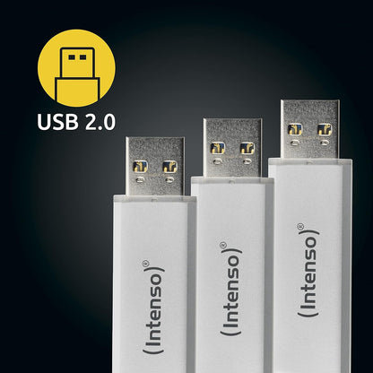 Intenso Alu Line 3x 32 GB USB 2.0 Memory Stick Silver Pack of 3