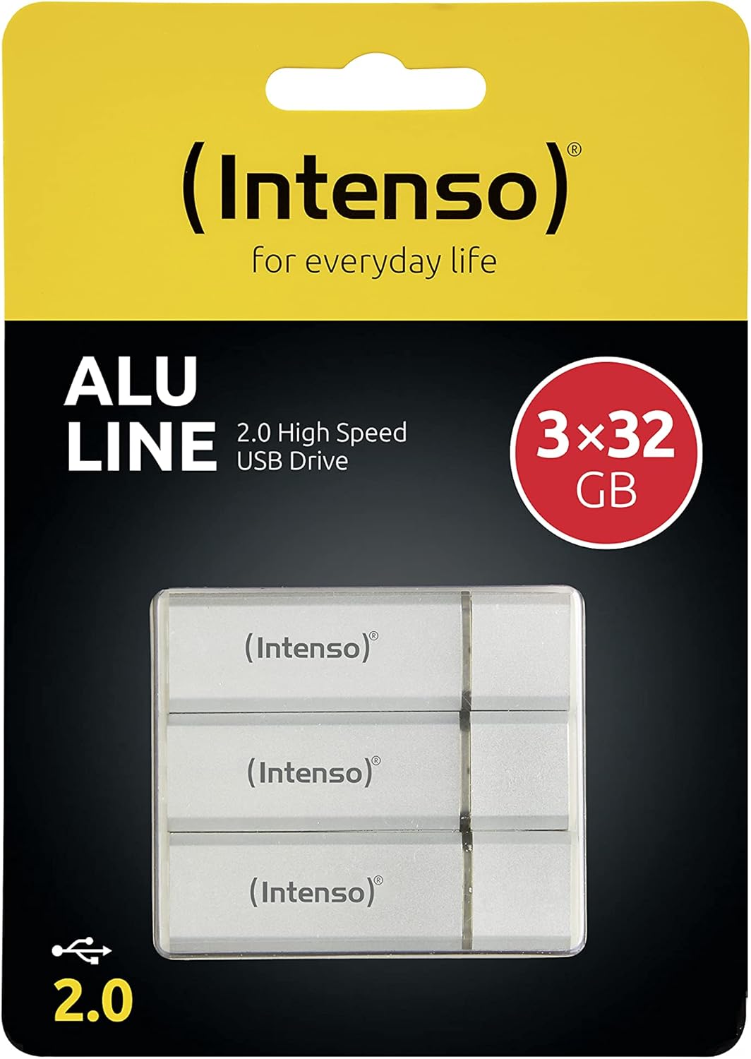 Intenso Alu Line 3x 32 GB USB 2.0 Memory Stick Silver Pack of 3