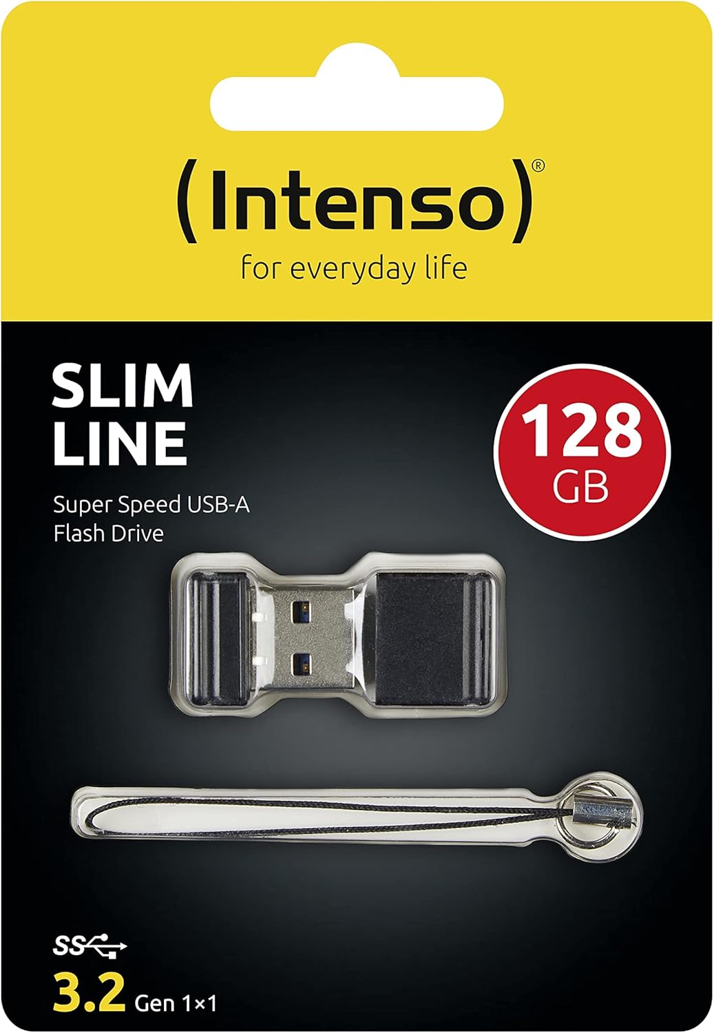 Intenso Slim Line - 128 GB Chiavetta USB 3.2 Gen 1x1 - Memoria USB portatile - velocità ottima fino a 100 MB/sec., nero