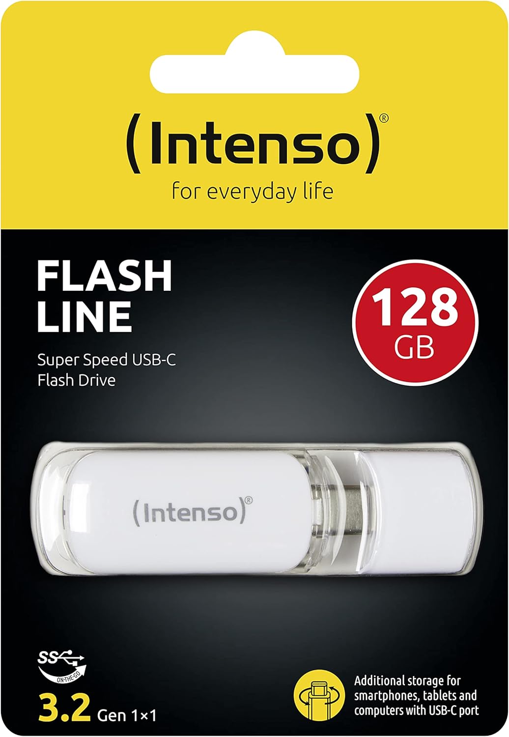 Intenso Flash Line 128 GB - TYPE C Flash Drive - Super Speed USB 3.1, white