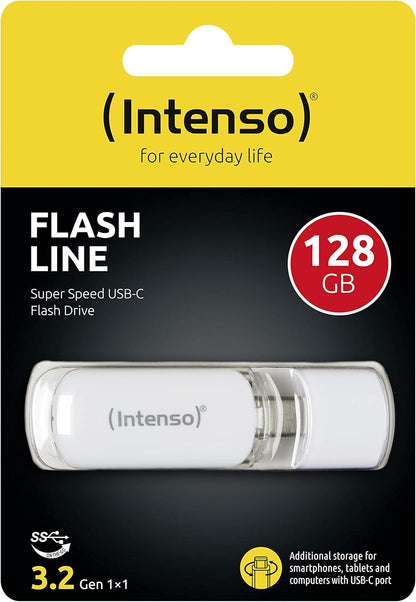 Intenso Flash Line 128 GB - TYPE C Flash Drive - Super Speed USB 3.1, white