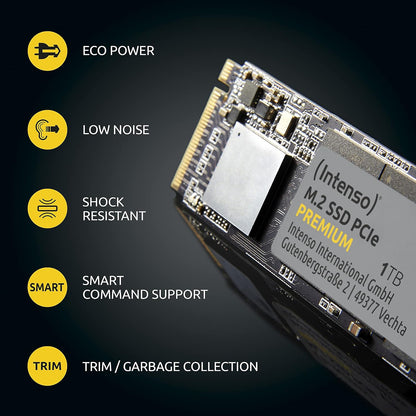 Intenso 500GB M.2 SSD PCIe Premium, up to 2100 MB/s, (PCI Express Gen.3x4 NVMe 1.3, Solid State Drive