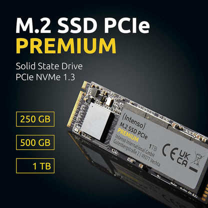 Intenso 500GB M.2 SSD PCIe Premium, up to 2100 MB/s, (PCI Express Gen.3x4 NVMe 1.3, Solid State Drive