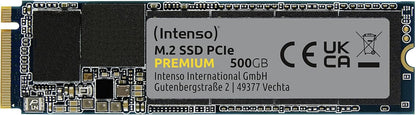 Intenso 500GB M.2 SSD PCIe Premium, up to 2100 MB/s, (PCI Express Gen.3x4 NVMe 1.3, Solid State Drive