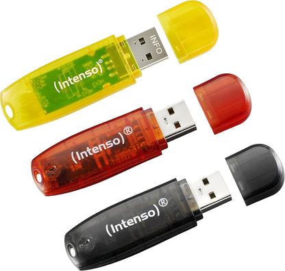 Intenso Rainbow Line USB 2.0 Flash Drive 3 x 32 GB Yellow Red and Black