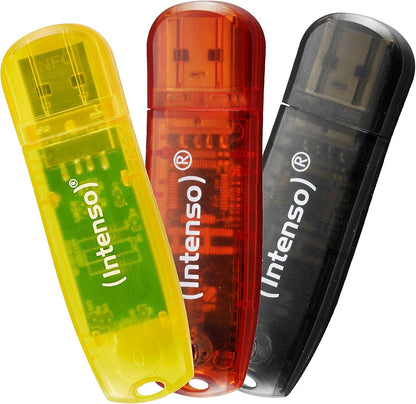 Intenso Rainbow Line USB 2.0 Flash Drive 3 x 32 GB Yellow Red and Black