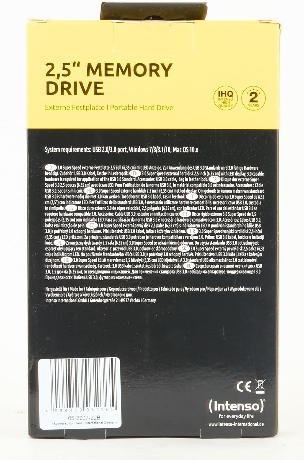Intenso Memory Drive Portable Hard Drive 5TB Portable External Hard Drive with Case 2.5 Inch 5400 rpm 8 MB Cache USB 3.0 Black