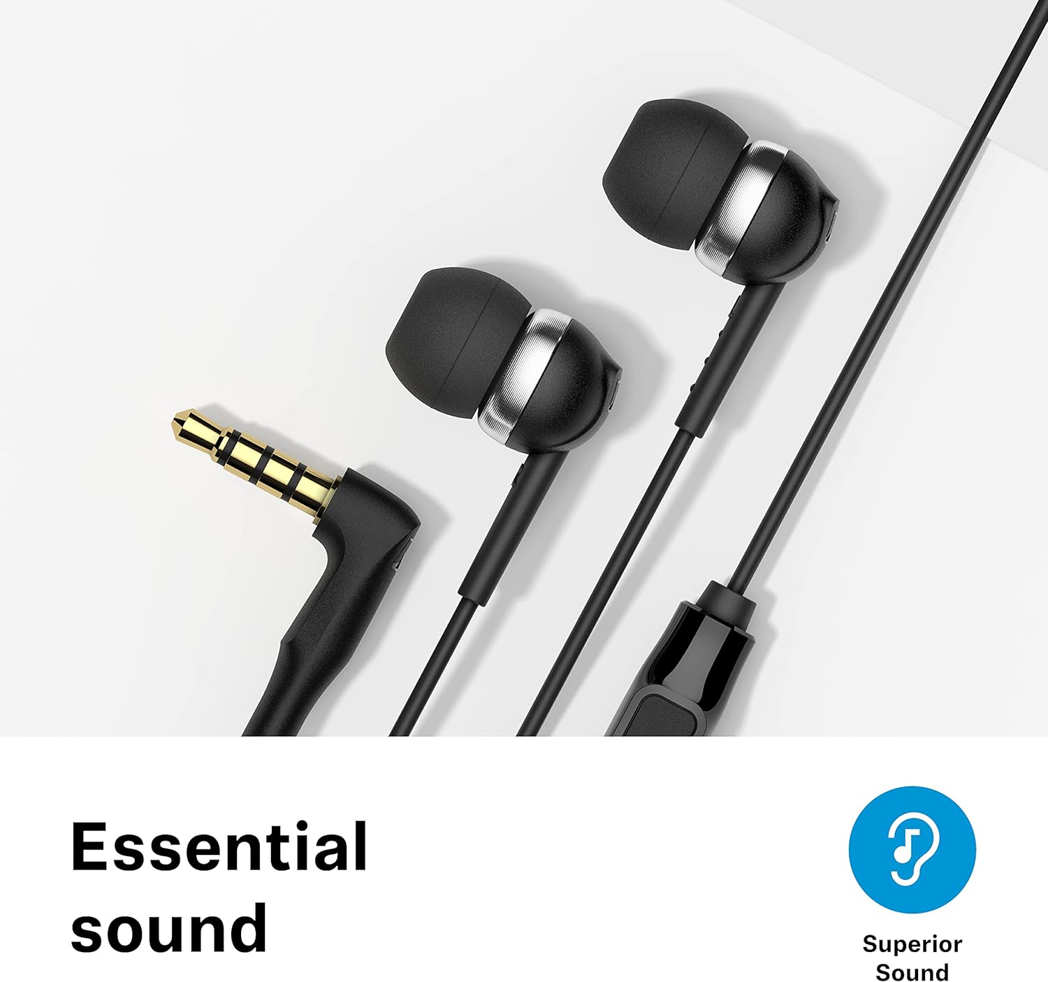 Sennheiser CX 80S In-ear Headphones with In-line One-Button Smart Remote – Black