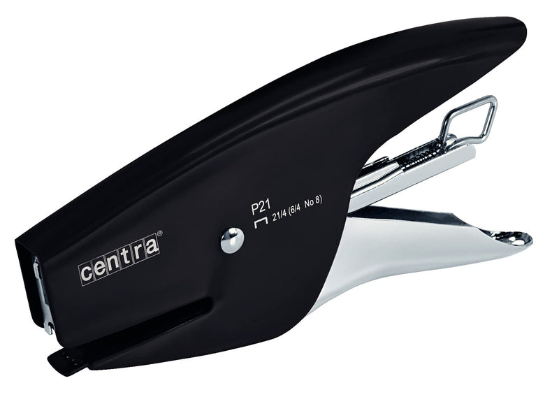 Esselte Centra Grapadora de Pinza P21, Compatible con Puntos 21/4 mm, Negro, 626151