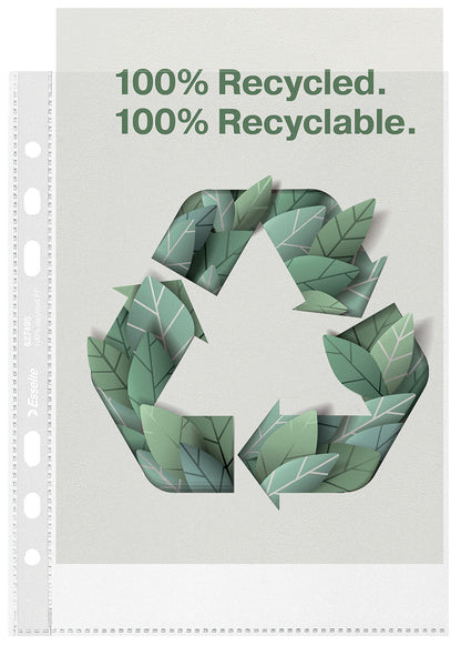 Esselte Recycle A5 Zakken, Gerecycled PP, 70 Micron, Plastic Showtas, Set van 100, 627495