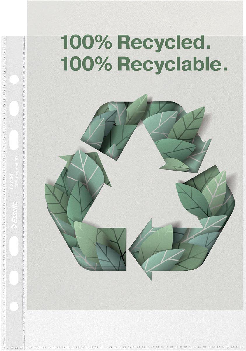 Esselte Recycle A5 Zakken, Gerecycled PP, 70 Micron, Plastic Showtas, Set van 100, 627495