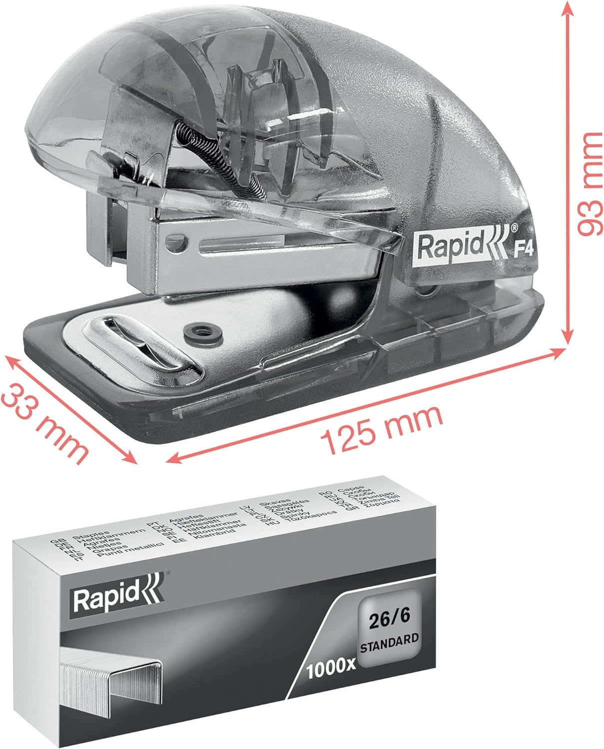 Esselte Rapid Mini Pinzatrice con Leva Punti Integrato e 1000 Punti Metallici Inclusi, Capacità 10 Fogli, Utilizzabile a Casa e in Ufficio, Gamma Colour'Breeze, 93 mm x 33 mm x 125 mm