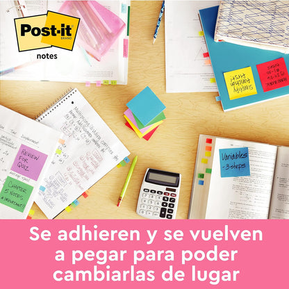 Post-it Notes Poptimistic Color Collection, Pack of 6 Pads, 100 Sheets per Pad,76 mm x 76 mm, Pink, Green, Blue, Orange - Self-stick Notes For Note Taking, To Do Lists & Reminders