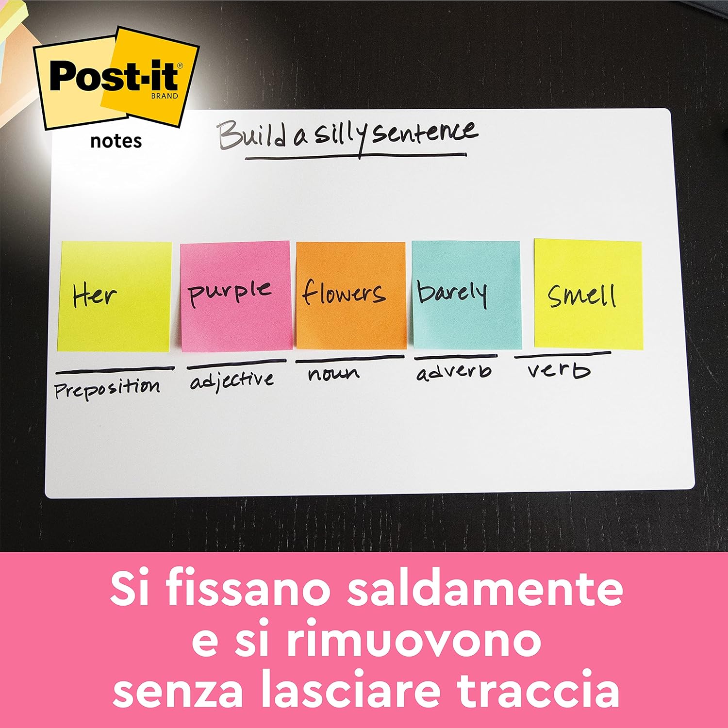 Post-it Notes Poptimistic Color Collection, Pack of 6 Pads, 100 Sheets per Pad,76 mm x 76 mm, Pink, Green, Blue, Orange - Self-stick Notes For Note Taking, To Do Lists & Reminders