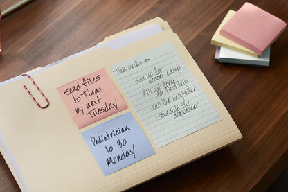 Post-it Notes Beach Color Collection, Pack of 6 Pads, 100 Sheets per Pad,76 mm x 127 mm, Green, Yellow, Orange, Blue, Pink - Self-Stick Notes for Note Taking, to Do Lists & Reminders