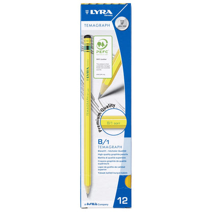 Lyra TEMAGRAPH B Pack of 12 Graphite Pencils (B