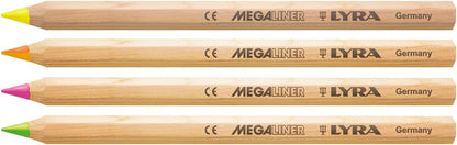 LYRA Megaliner Highlighter Pencils, Hexagonal, Thick, Natural, Plastic Bag, Assorted Colours
