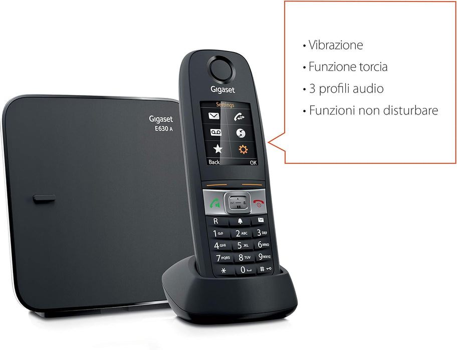 Gigaset E630 - telephones (DECT, Desk/Wall, Black, TFT, AAA, Polyphonic)