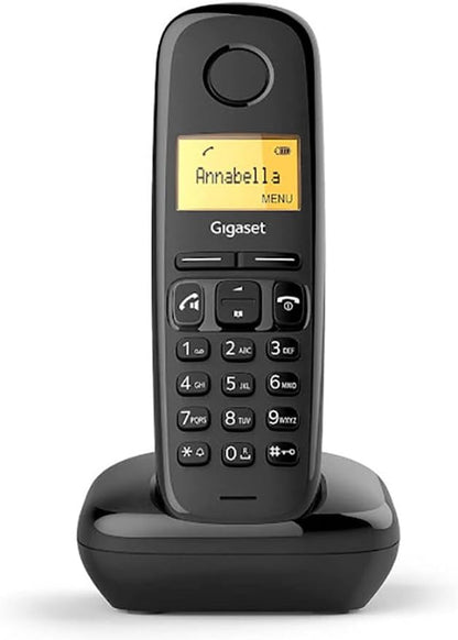 Gigaset A270 Telefono Cordless con Vivavoce, Ampio Display da 1.5 Pollici con Indicazione Data, Ora e Durata Chiamate, Nero