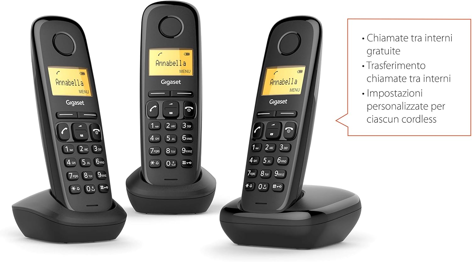 Cordless Gigaset A170 Trio Black Black Three Hand-held
