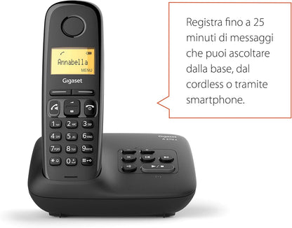 Gigaset A270A - Teléfono (Teléfono DECT, Terminal inalámbrico, Altavoz, 80 entradas, Identificador de llamadas, Negro)