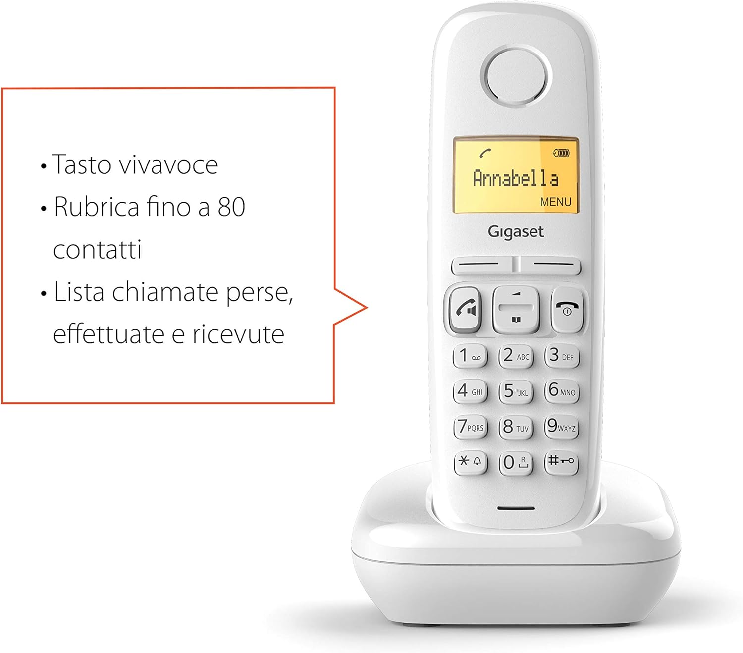 Gigaset A270 Téléphone DECT Identification de l'appelant Blanc