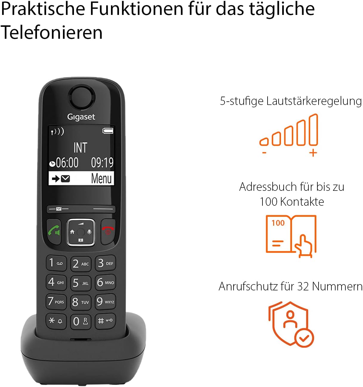 Gigaset AS690 DUO Téléphone analog/dect Identification de l'appelant Noir