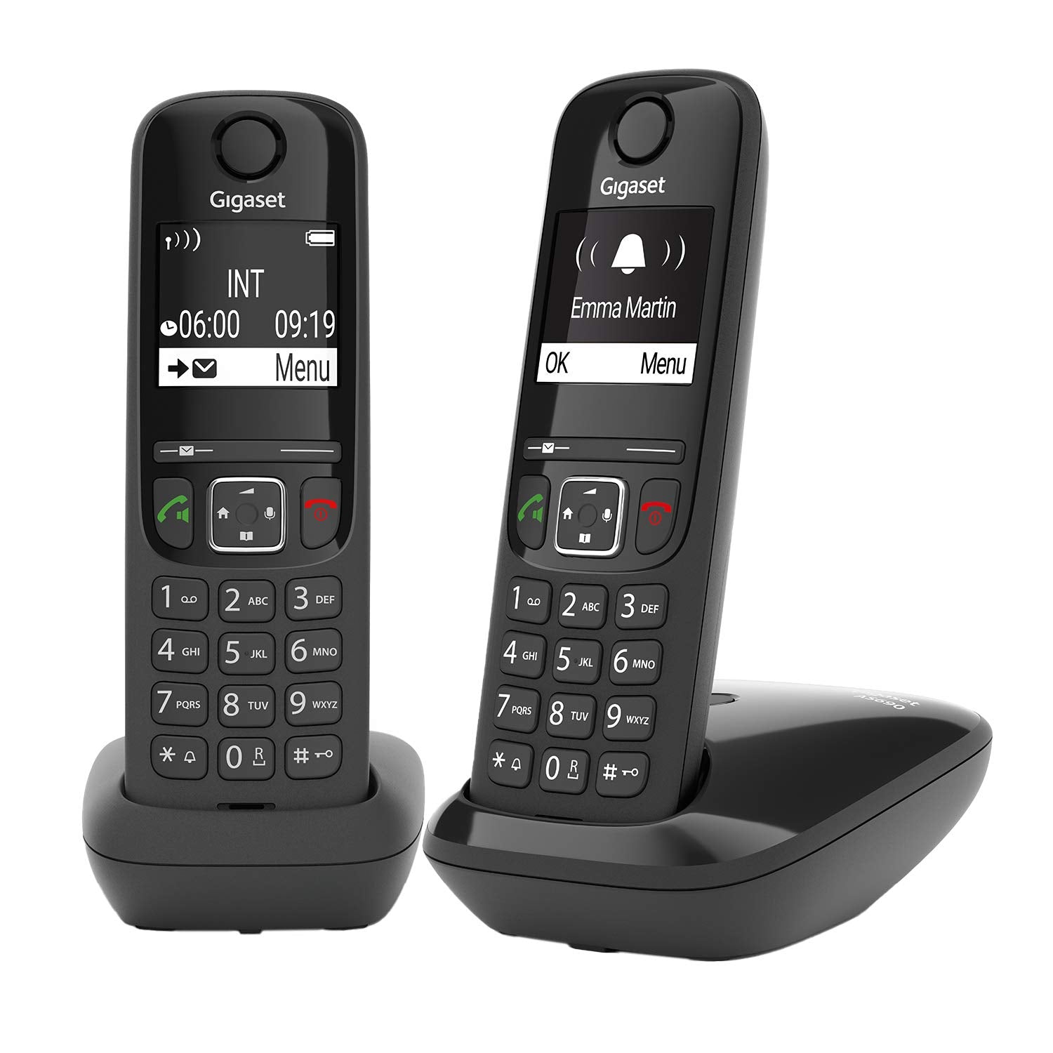 Gigaset AS690 DUO Téléphone analog/dect Identification de l'appelant Noir