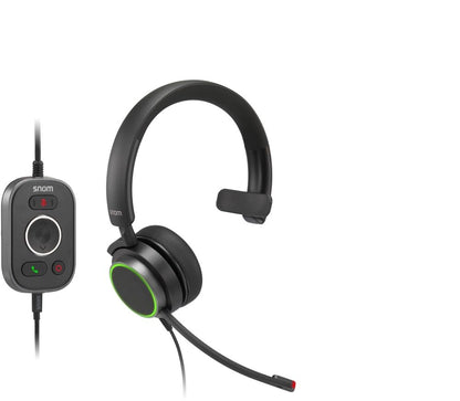 Snom A330M Over-Ear Headset, Passive Noise Cancellation, VoIP Phone Headset, USB/RJ9/3.5 Jack Cable with Call Control, Soft PU Leather, Black; 0004597 Full Band Headset(Neu) A330M USB/3.5 mm – Monoura