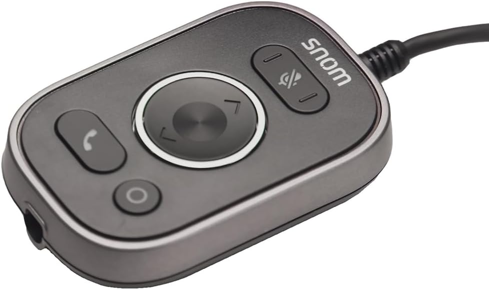 SNOM A330D Over-Ear Headset, cancellazione passiva del rumore, cuffie per telefono VoIP, cavo USB/3.5 Jack con controllo chiamate, morbida pelle PU, nero; 0004598
