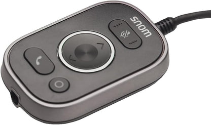 SNOM A330D Over-Ear Headset, cancellazione passiva del rumore, cuffie per telefono VoIP, cavo USB/3.5 Jack con controllo chiamate, morbida pelle PU, nero; 0004598